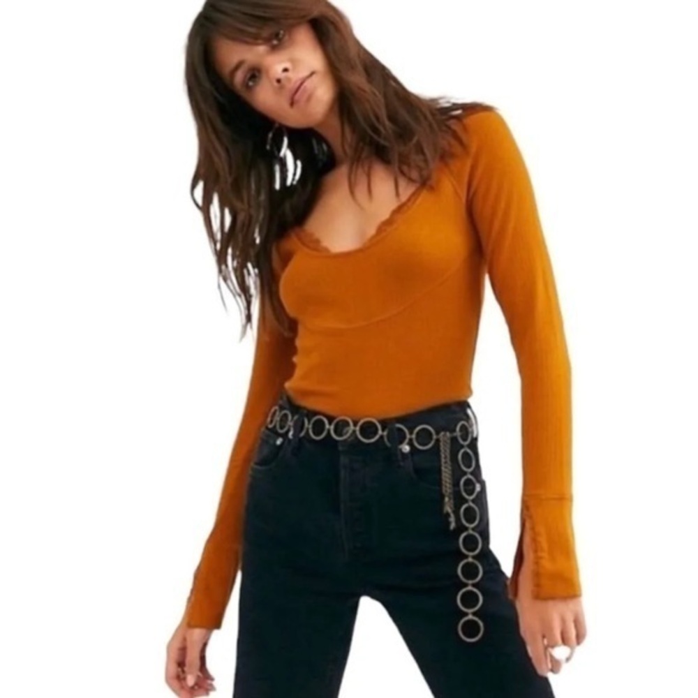 Free People Bit of Lace Layering top Autumn Pearl size XS